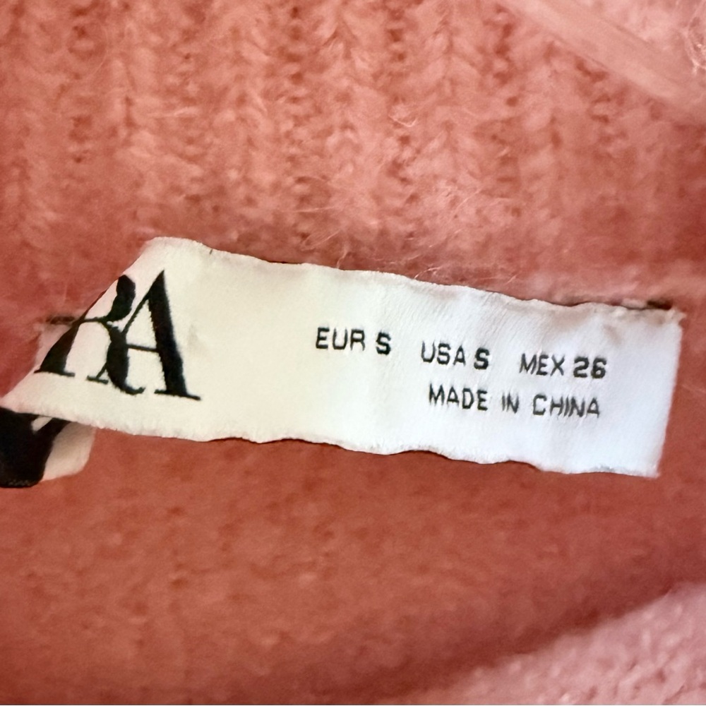 Zara Women’s Pink Mock Turtle Neck Cropped Oversized Sweater! Small! - Picture 3 of 7